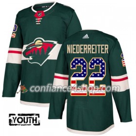 Adidas Maillot de Hockey Minnesota Wild Nino Niederreiter 22 2017-2018 Vert USA Flag Fashion Authentic - Enfant